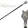 925 Silver plated Wolf - Walking stick