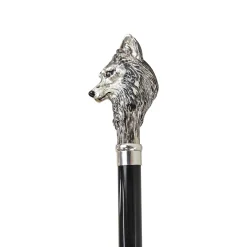 925 Silver plated Wolf - Walking stick
