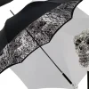 Amazin Lux Silver Swarovski Skull Umbrella - Double Cloth
