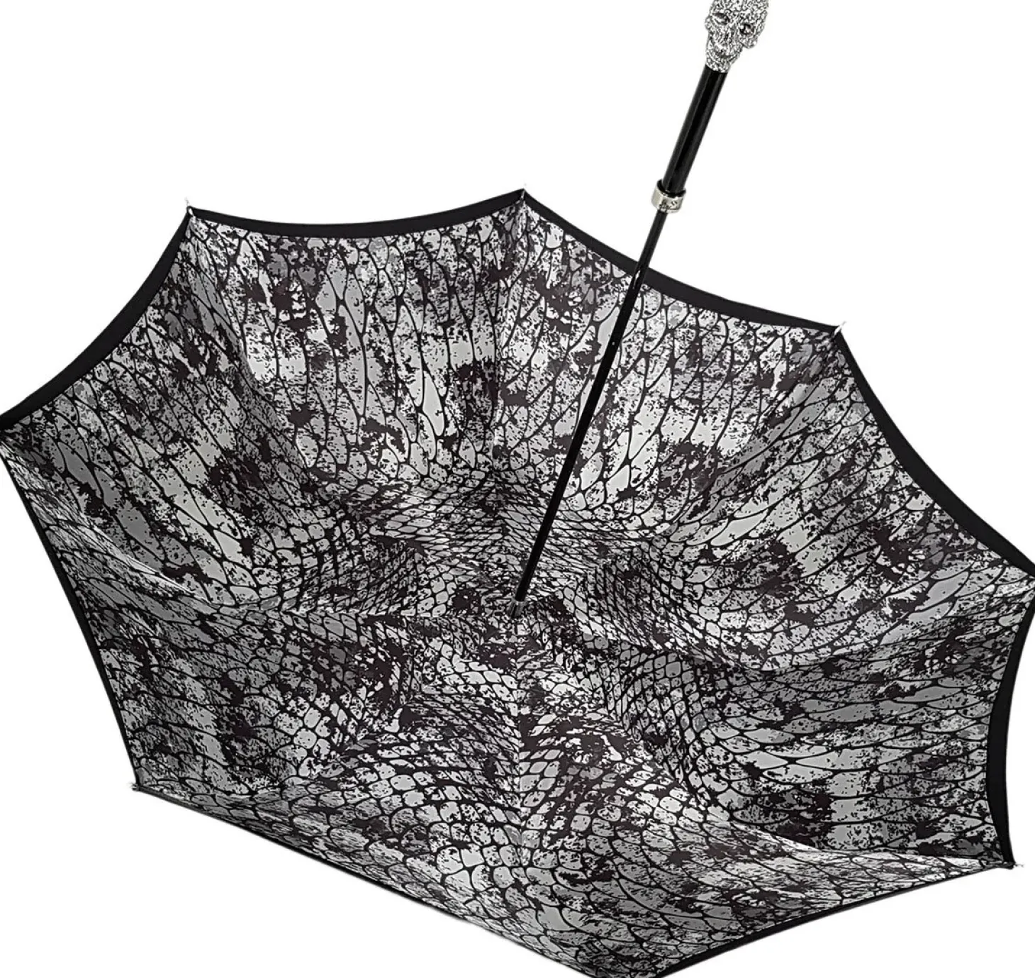 Amazin Lux Silver Swarovski Skull Umbrella - Double Cloth