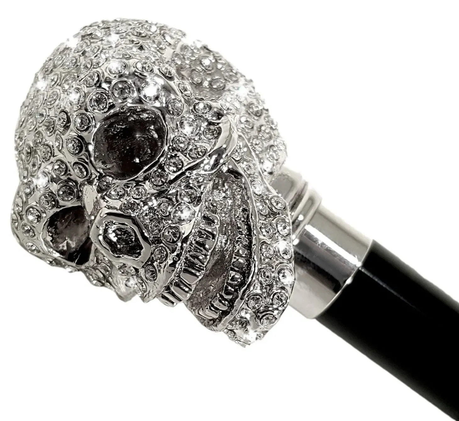 Amazin Lux Silver Swarovski Skull Umbrella - Double Cloth