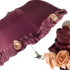 Amazing Frilly Burgundy Folding Umbrella Parasol
