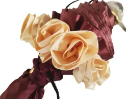 Amazing Frilly Burgundy Folding Umbrella Parasol