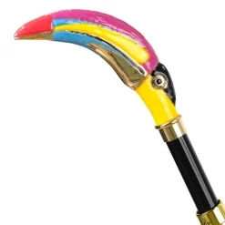 Artisan Italian Umbrella with Luxurious Hand-Enameled Toucan Handle