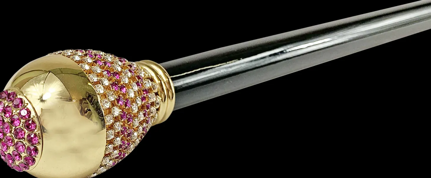 Awesome walking cane with Fucsia crystals