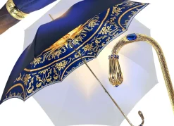 Beautiful Double Canopy Umbrella in a Luxurious blue Satin