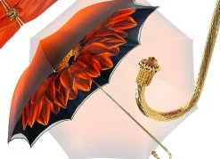 Beautiful Double Canopy Umbrella in a Luxurious Orange Satin