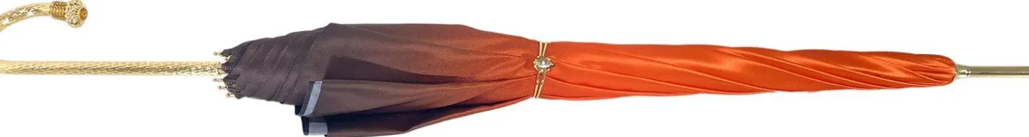 Beautiful Double Canopy Umbrella in a Luxurious Orange Satin