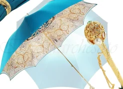 Beautiful Double Canopy Umbrella in a Luxurious Turquoise Colored Poly