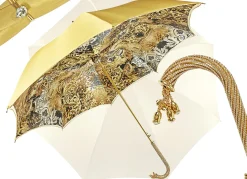 Beautiful Double Canopy Umbrella in a Luxurious Golden Satin