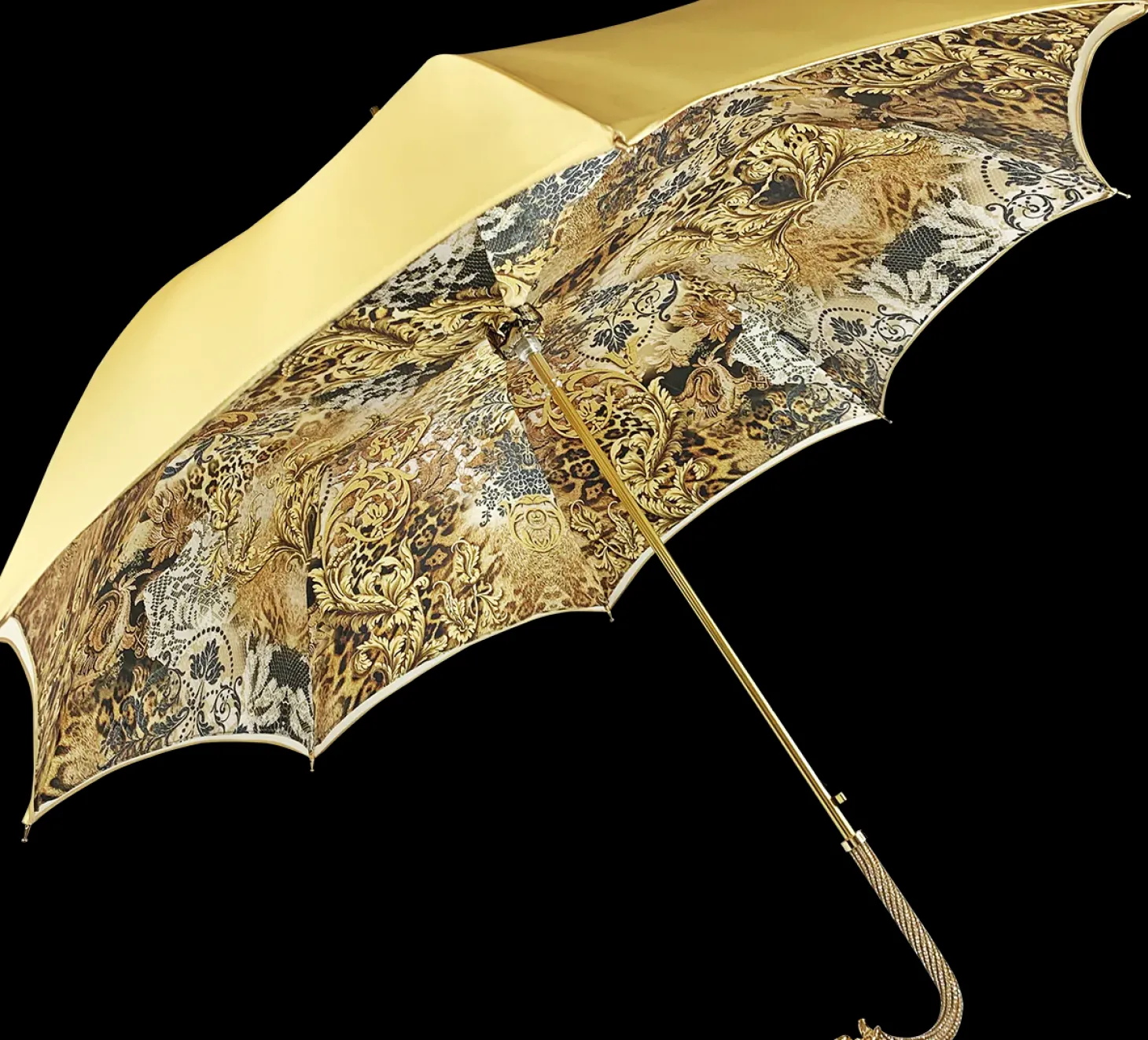 Beautiful Double Canopy Umbrella in a Luxurious Golden Satin