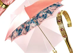 Beautiful Double Canopy Umbrella in a Luxurious Pink Satin