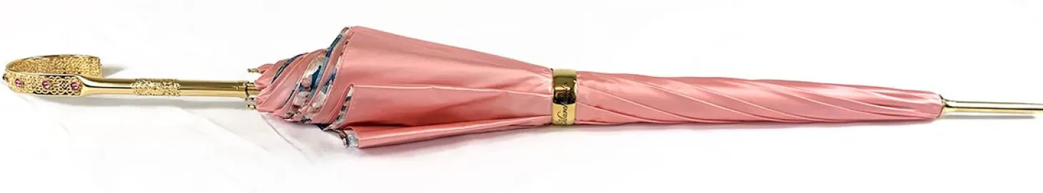 Beautiful Double Canopy Umbrella in a Luxurious Pink Satin
