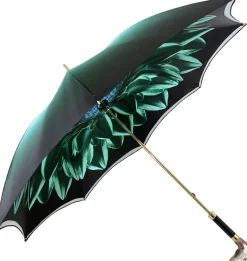 Beautiful Double Canopy Umbrella in a Luxurious Green Satin