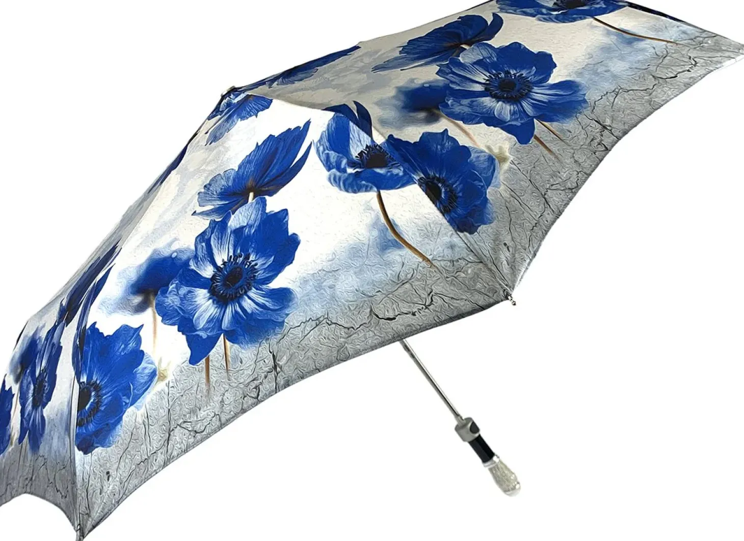 Beautiful Folding Umbrella With Blue Poppies