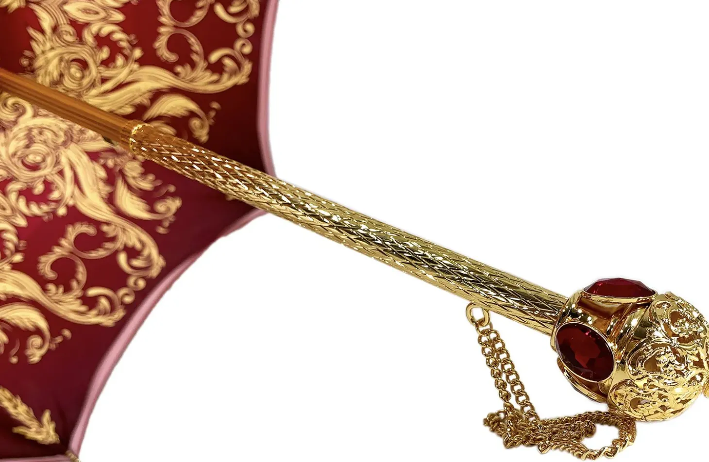 Beautiful Red Women's Umbrella with Printed Peacock Design Hight Quality Luxury Umbrella