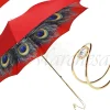 Beautiful Red Women's Umbrella with Printed Peacock Design Hight Quality Luxury Umbrella
