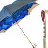 Beautiful umbrella with gold-plated handle and big red crystal