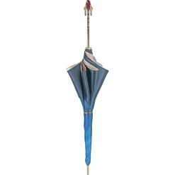 Beautiful umbrella with gold-plated handle and big red crystal
