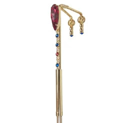 Beautiful umbrella with gold-plated handle and big red crystal
