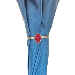 Beautiful umbrella with gold-plated handle and big red crystal