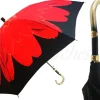 Beautiful Umbrella With Red Printed Flower Fashionable Dahlia Umbrellas Women's Designer Umbrellas