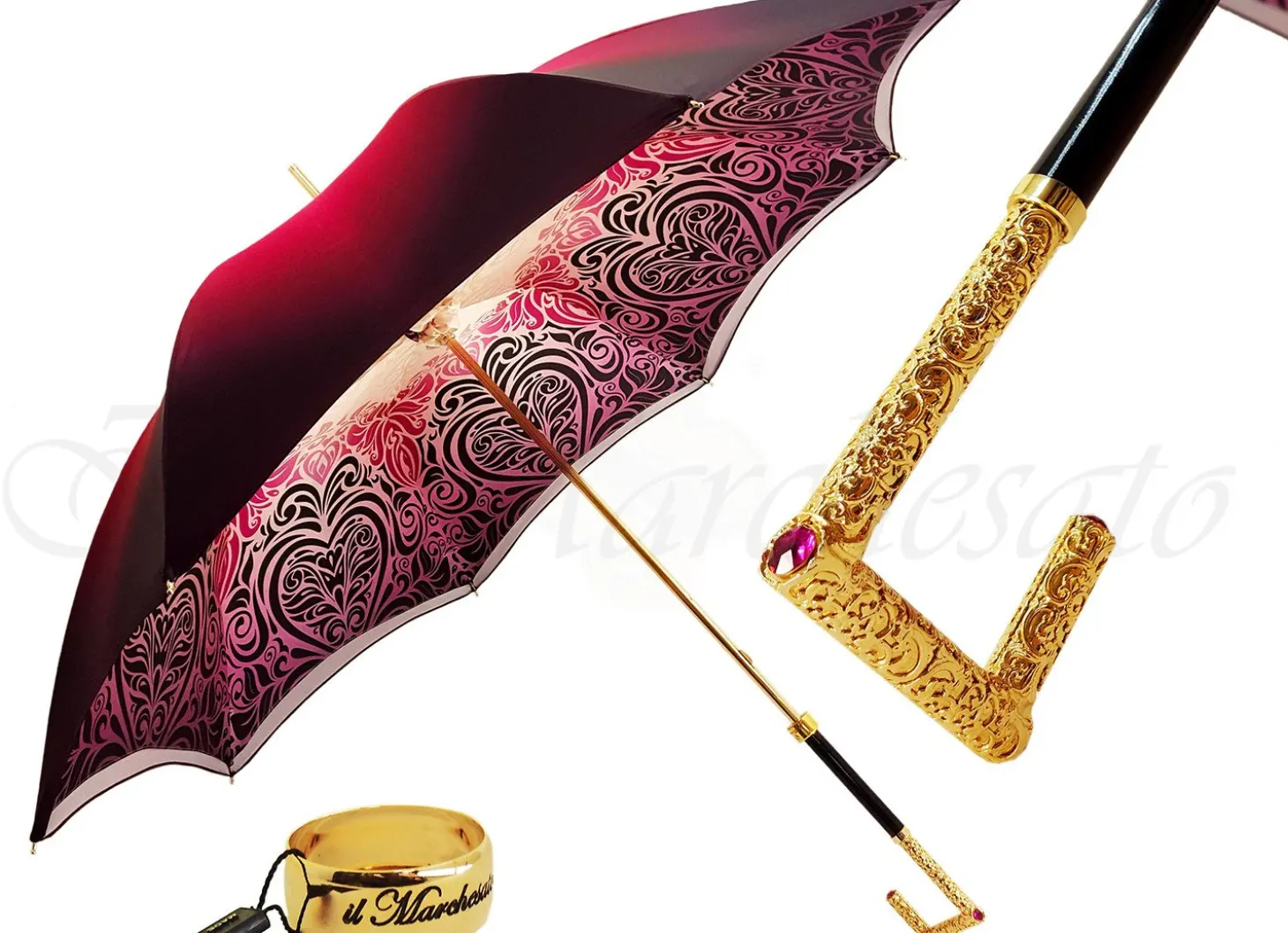 Beautifull Double Canopy Umbrella Finished in a Luxurious Colored Sati