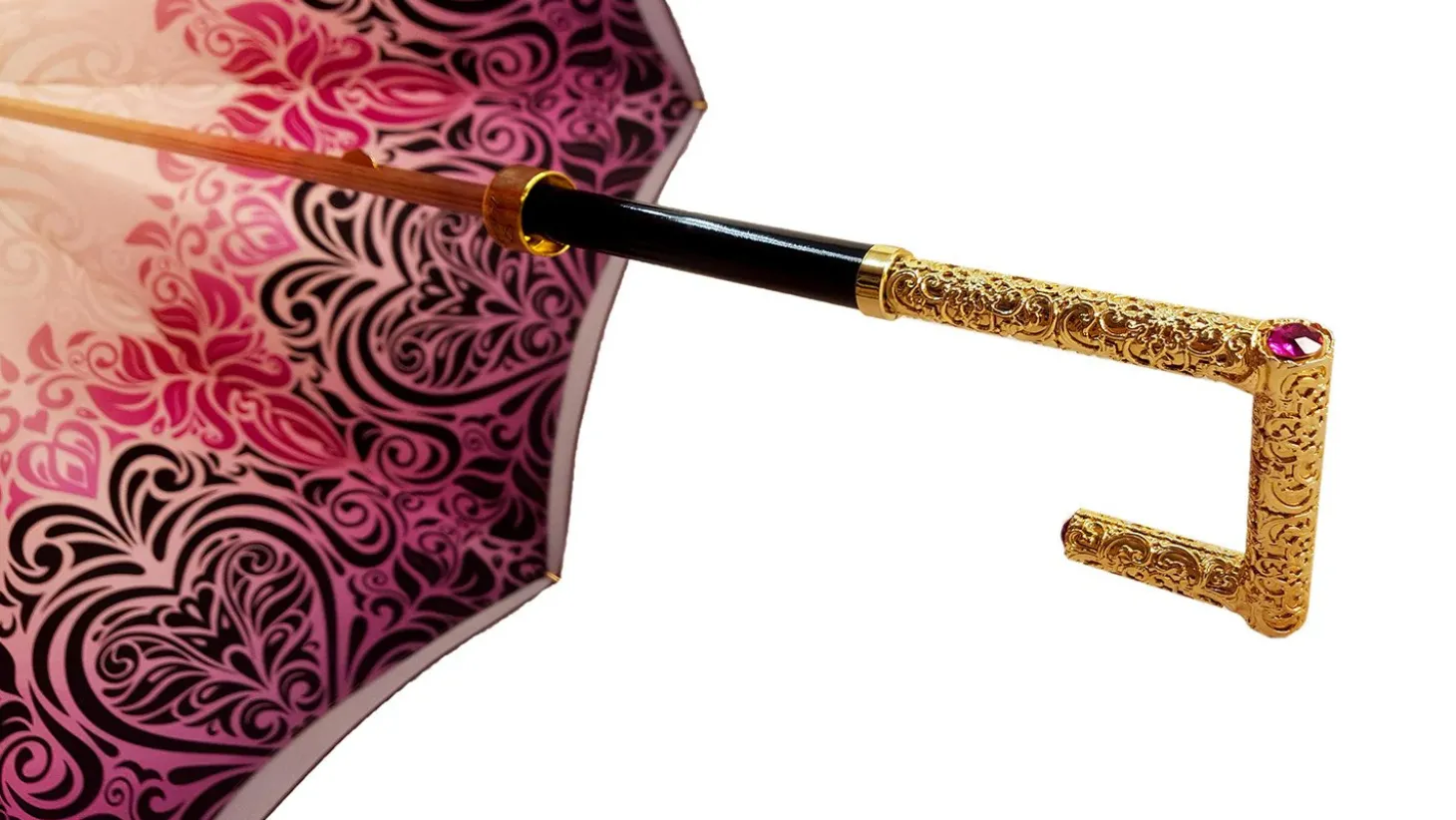 Beautifull Double Canopy Umbrella Finished in a Luxurious Colored Sati