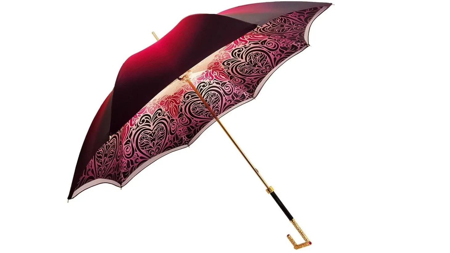 Beautifull Double Canopy Umbrella Finished in a Luxurious Colored Sati