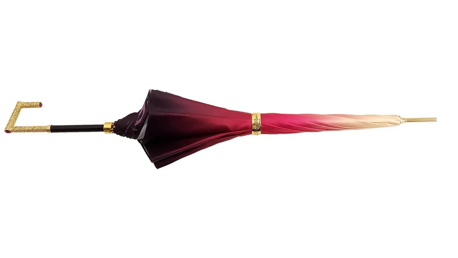 Beautifull Double Canopy Umbrella Finished in a Luxurious Colored Sati