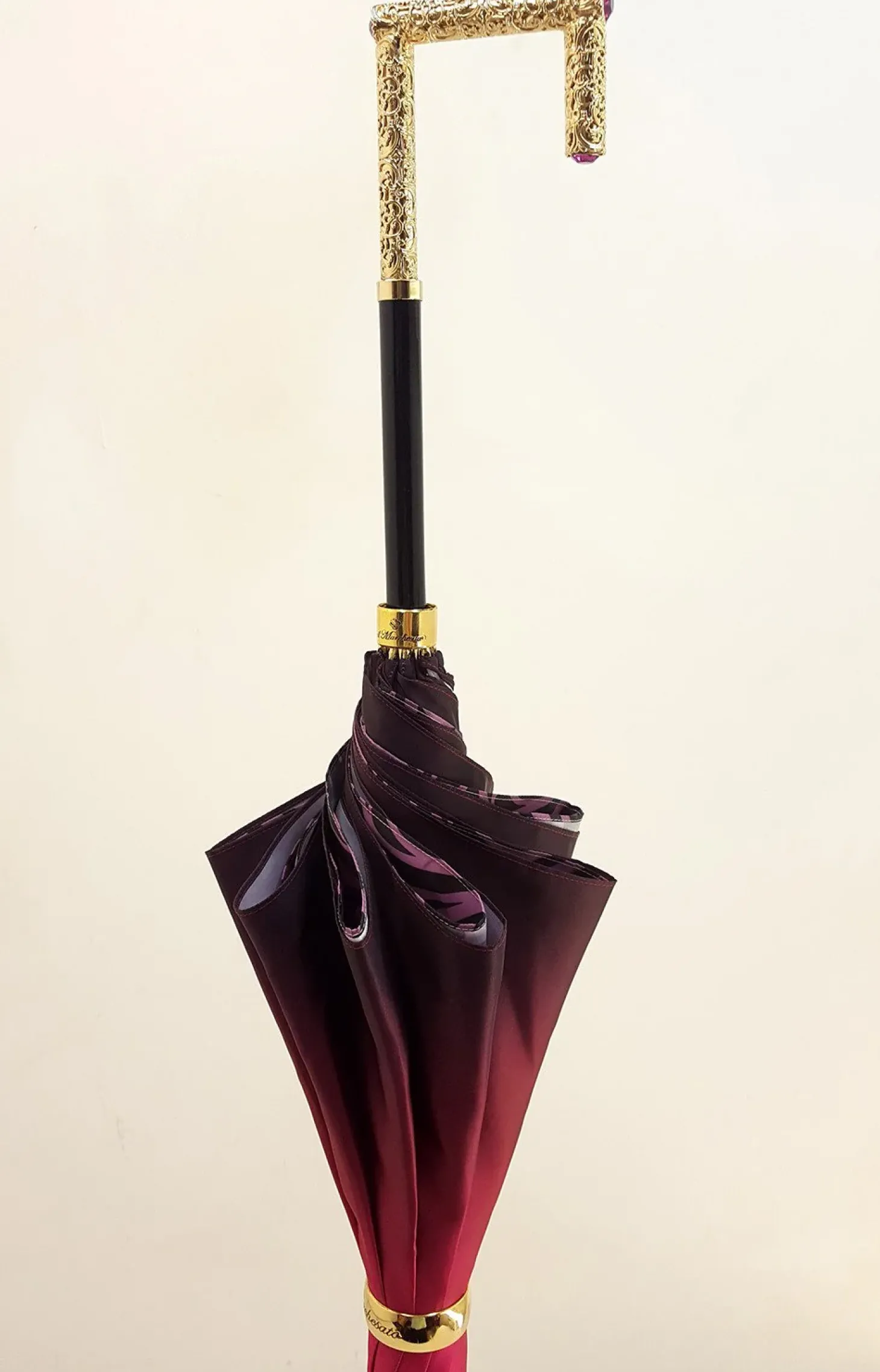 Beautifull Double Canopy Umbrella Finished in a Luxurious Colored Sati