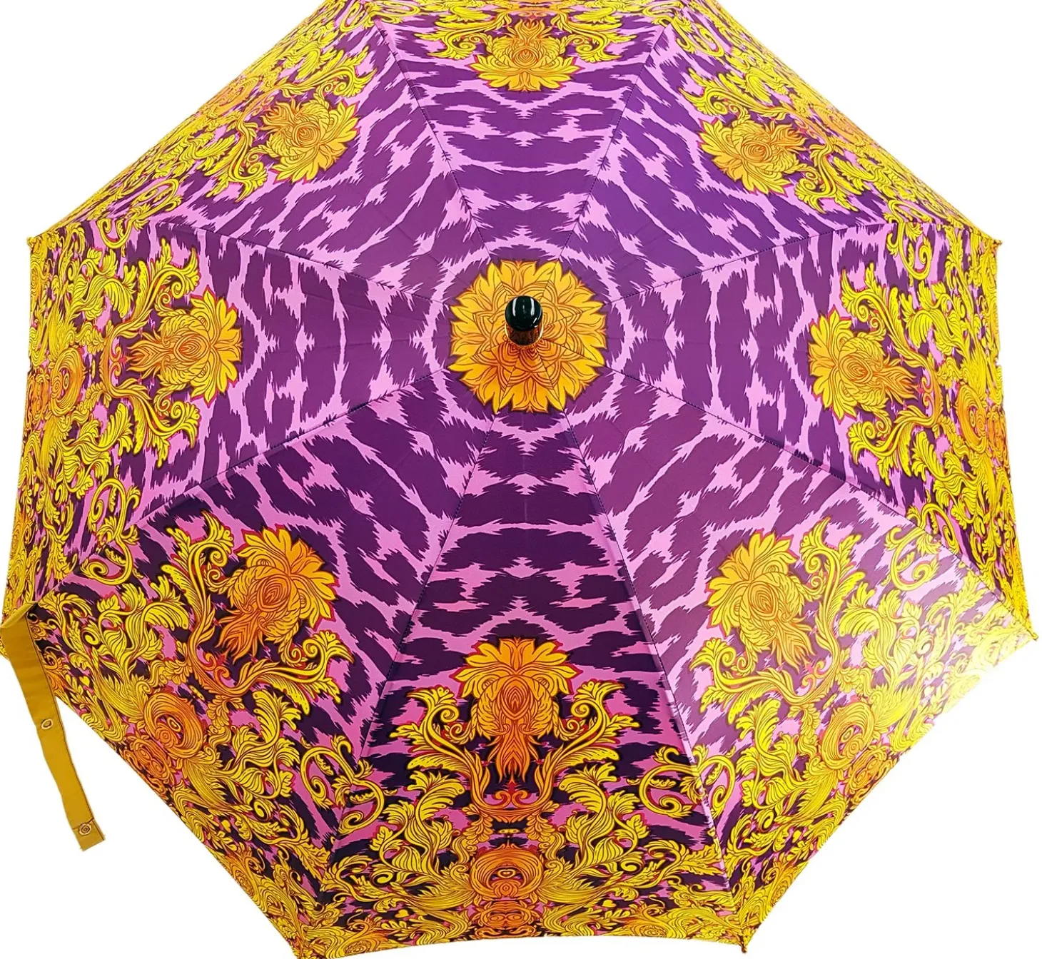 Beautifull Umbrella Features a Lilac & Gold Abstract Leopard Design