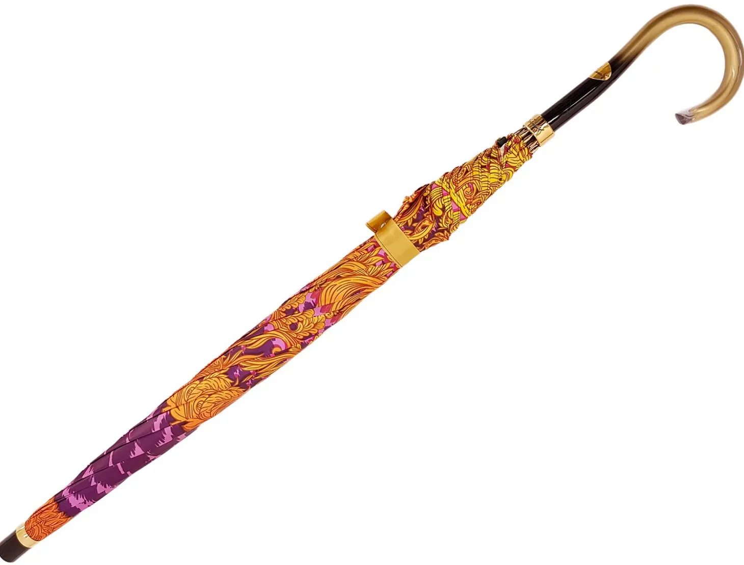 Beautifull Umbrella Features a Lilac & Gold Abstract Leopard Design