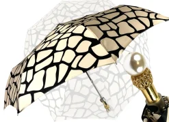Black & Cream Folding Umbrella