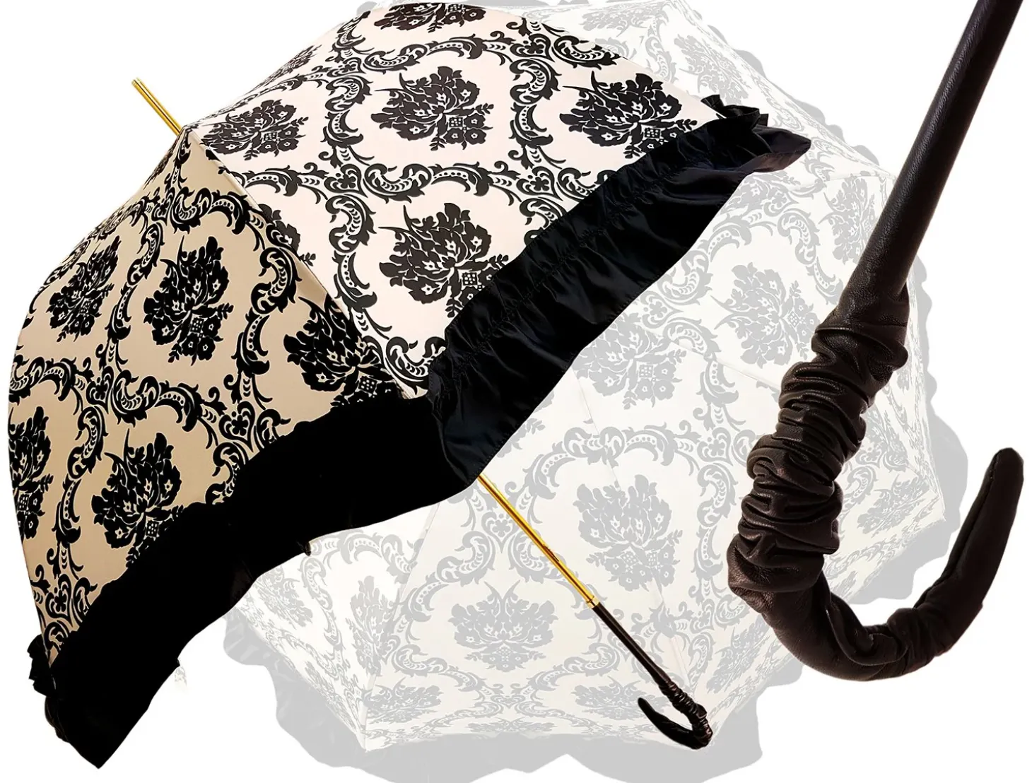 Black & White Ruffle Umbrella Italian Glamour