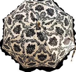 Black & White Ruffle Umbrella Italian Glamour