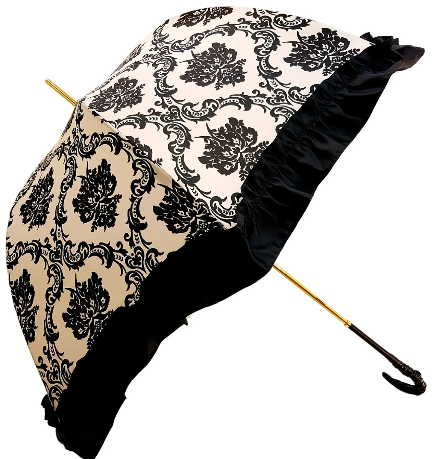Black & White Ruffle Umbrella Italian Glamour