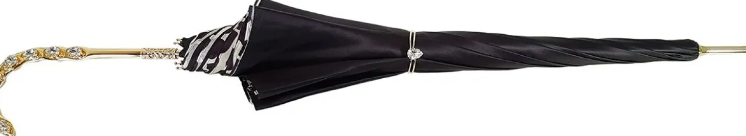 Black And White Pattern Plaid Double Cloth Umbrella