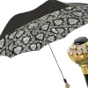 Black double canopy umbrella with damask design