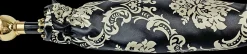 Black double canopy umbrella with damask design