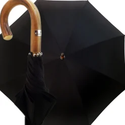 Black Umbrella with Chestnut Handle