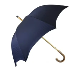 Blue Navy umbrella with Natural Chestnut Wood hand-curved