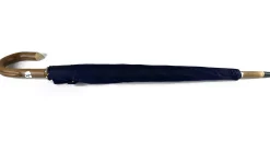 Blue Navy umbrella with Natural Chestnut Wood hand-curved