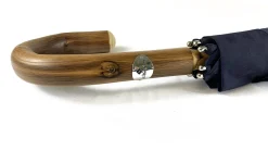 Blue Navy umbrella with Natural Chestnut Wood hand-curved