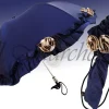 Blue Ruffled Folding Umbrella embellished with roses
