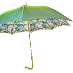 Bright gradient green with floral design