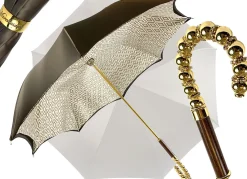 Brown Umbrella With Rhombus Pattern Inside