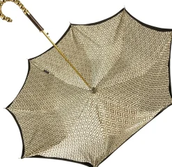 Brown Umbrella With Rhombus Pattern Inside