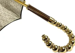 Brown Umbrella With Rhombus Pattern Inside