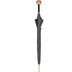 Carnival of Shadows: Grey Umbrella with Intricate Clown Handle